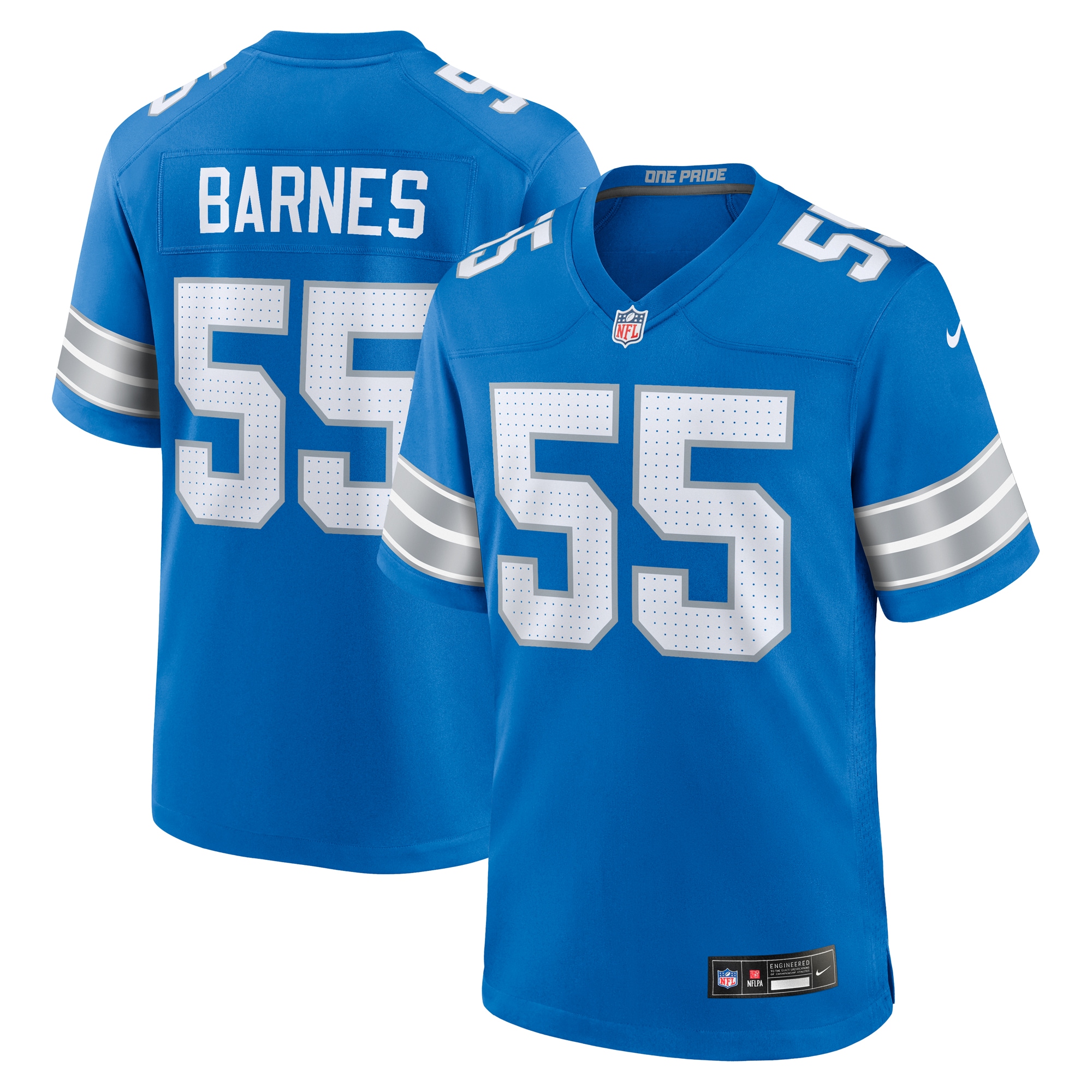 Detroit Lions Derrick Barnes Blue Team Game NFL Jersey Men's