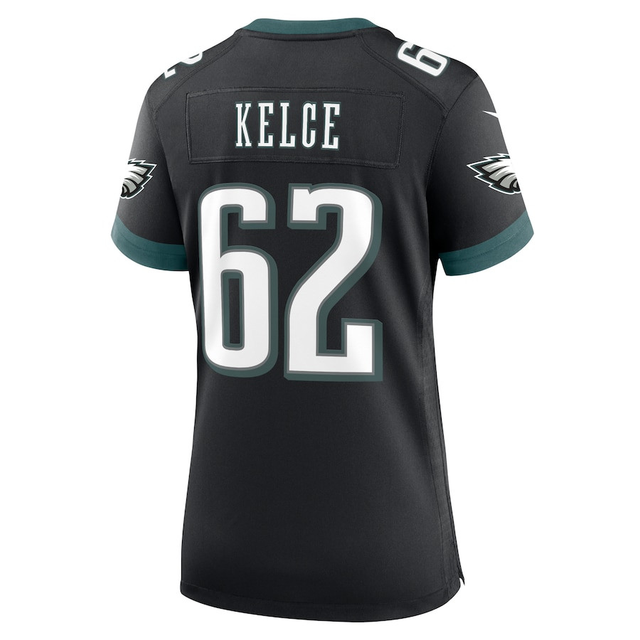 Jason Kelce 62 Philadelphia Eagles Alternate Game Black NFL Jersey Women's