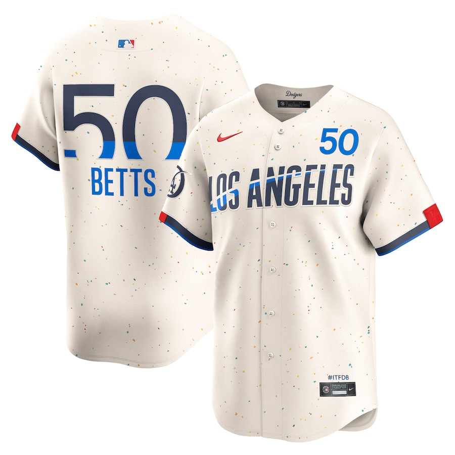 Mookie Betts 50 Los Angeles Dodgers 2024 City Connect Limited Cream MLB Jersey Men's
