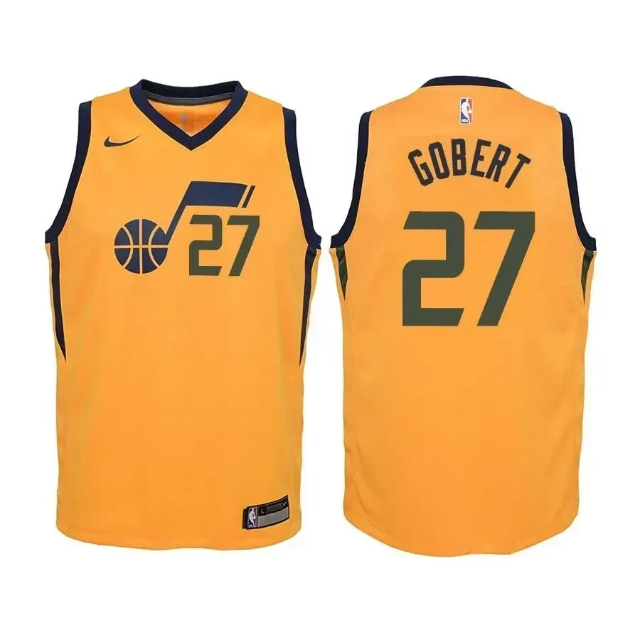 Utah Jazz Rudy Gobert 27 Statet Edition Yellow NBA Jersey Youth