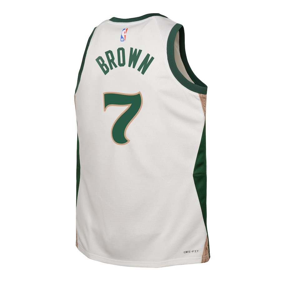 Jaylen Brown 7 Boston Celtics 2023/24 City Edition Swingma White NBA Jersey Youth