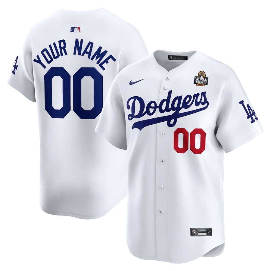 Los Angeles Dodgers 2024 World Series Home Custom Limited White MLB Jersey Men's
