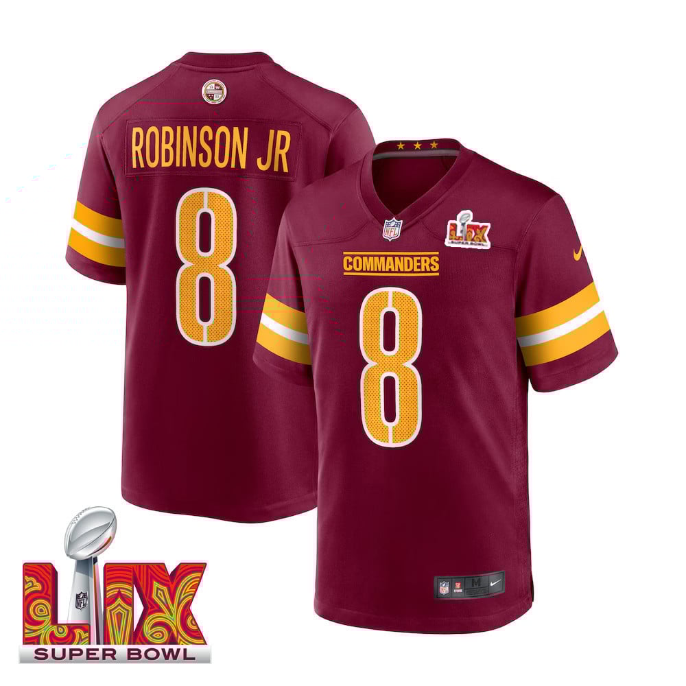 Brian Robinson #8 Washington Commanders Super Bowl LIX Burgundy NFL Jersey Men's