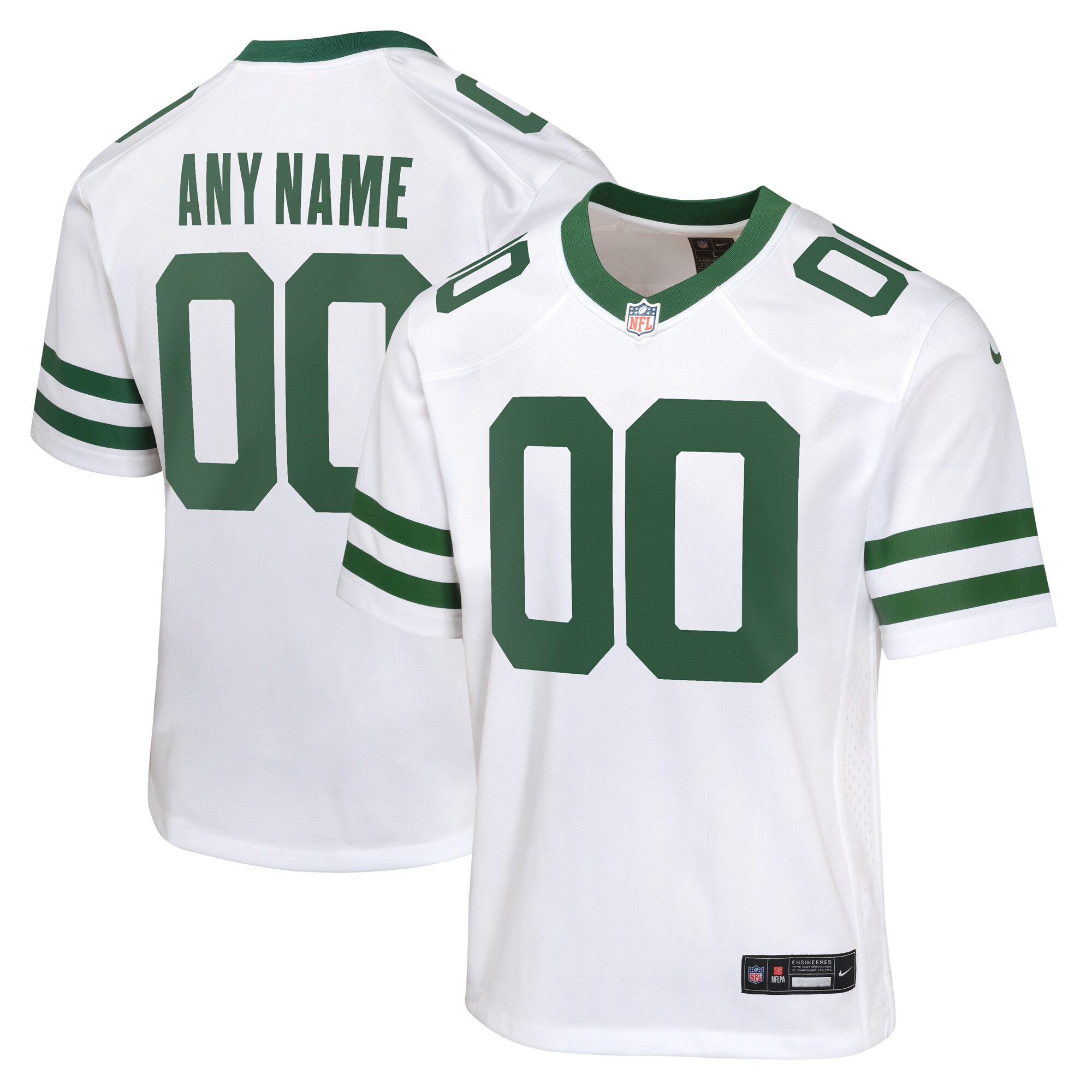 New York Jets Legacy White Custom Game NFL Jersey Youth