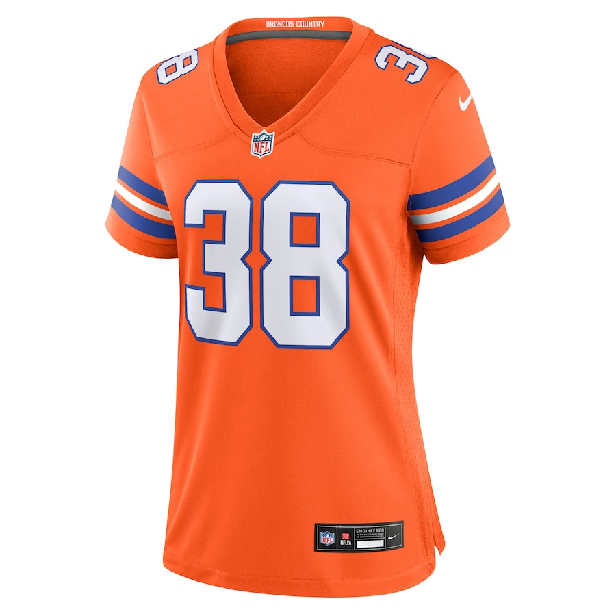 Jaleel McLaughlin 38 Denver Broncos Mile High Collection 1977 Throwback Player Game Orange NFL Jersey Women's