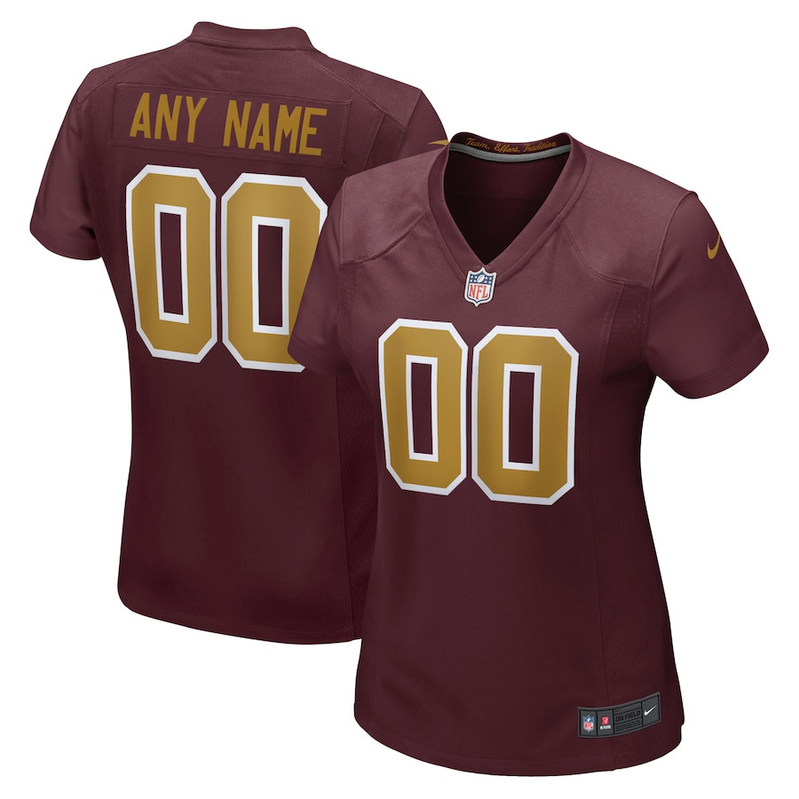 Washington Commanders Team Alternate Custom Burgundy NFL Jersey Women's