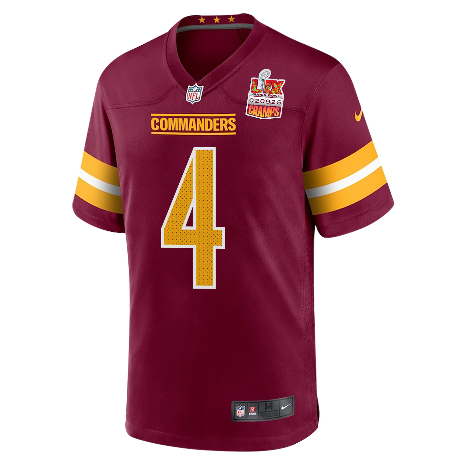 Frankie Luvu 4 Washington Commanders Super Bowl LIX Champions Patch Game Burgundy NFL Jersey Men's