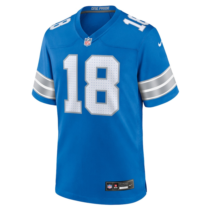 Antoine Green 18 Detroit Lions Team Game Blue NFL Jersey Men's