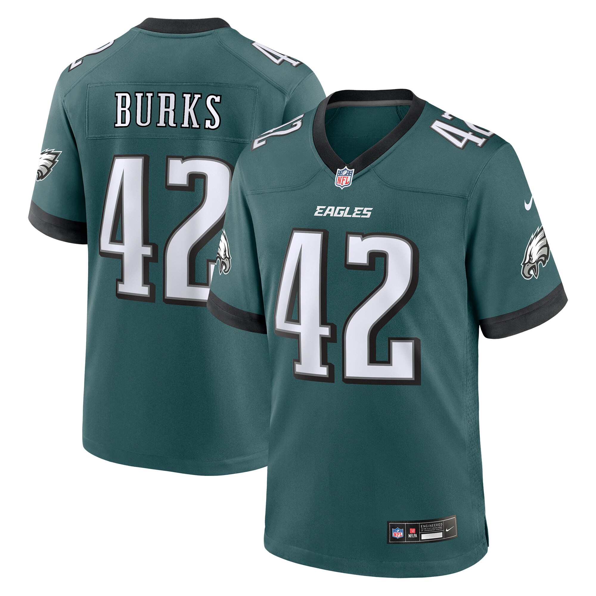 Philadelphia Eagles Oren Burks Midnight Green Game NFL Jersey Men's