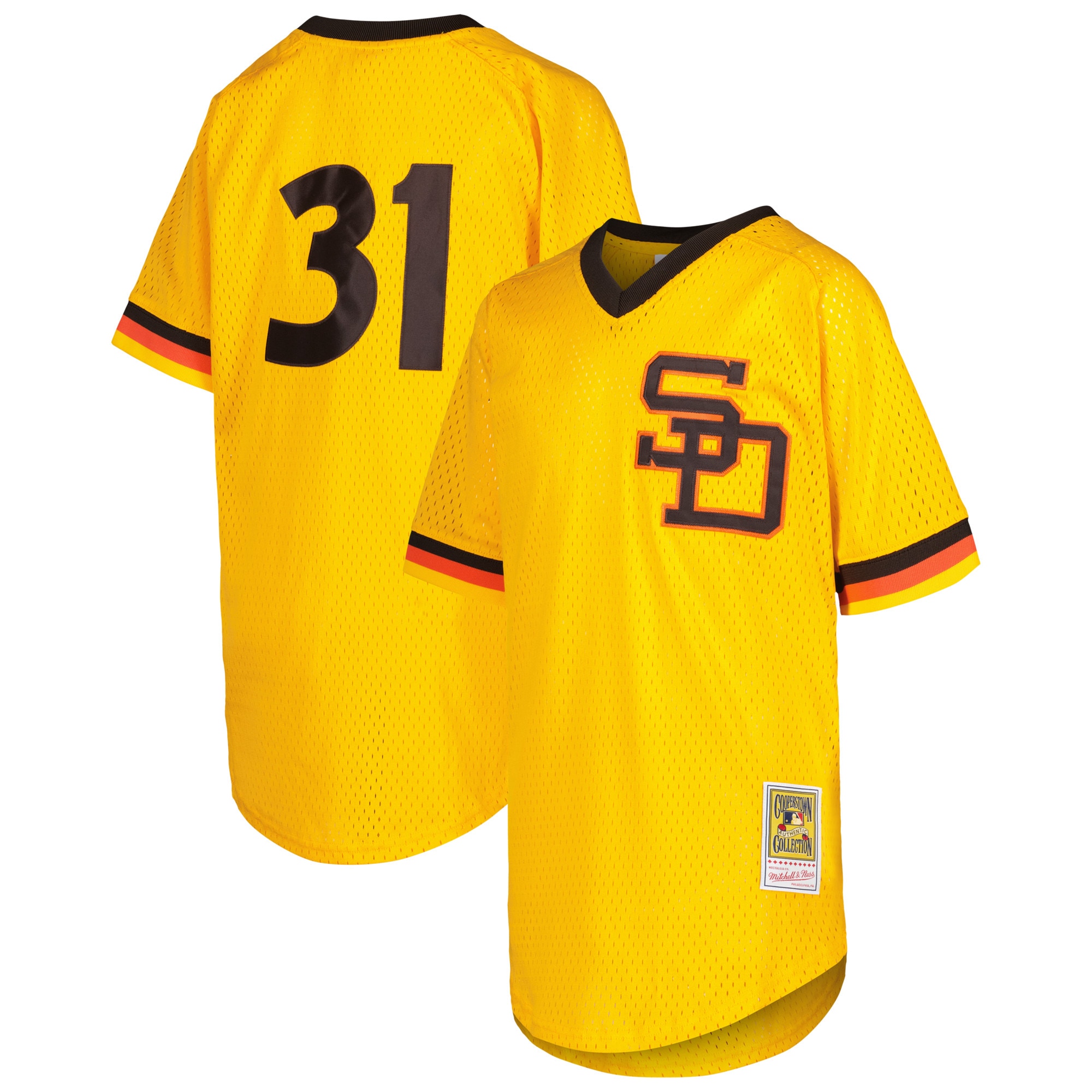 San Diego Padres Dave Winfield Mitchell Ness Gold Cooperstown Collection Mesh Batting Practice MLB Jersey Youth