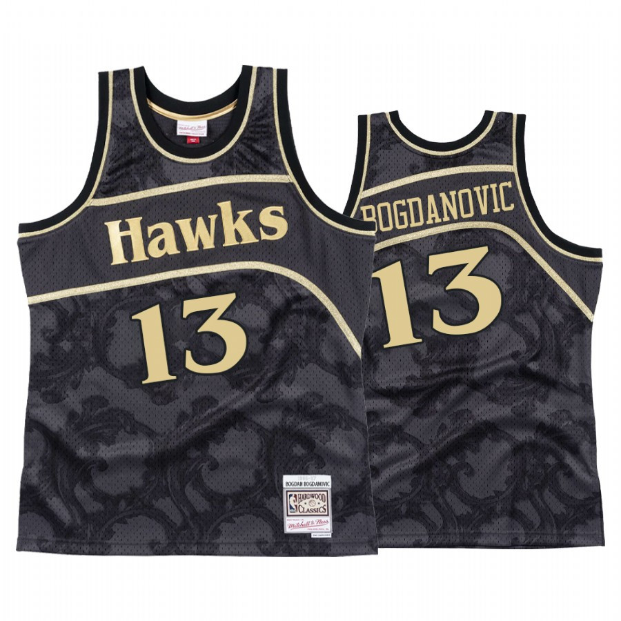Bogdan Bogdanovic 13 Atlanta Hawks Black Toile NBA Jersey Men's