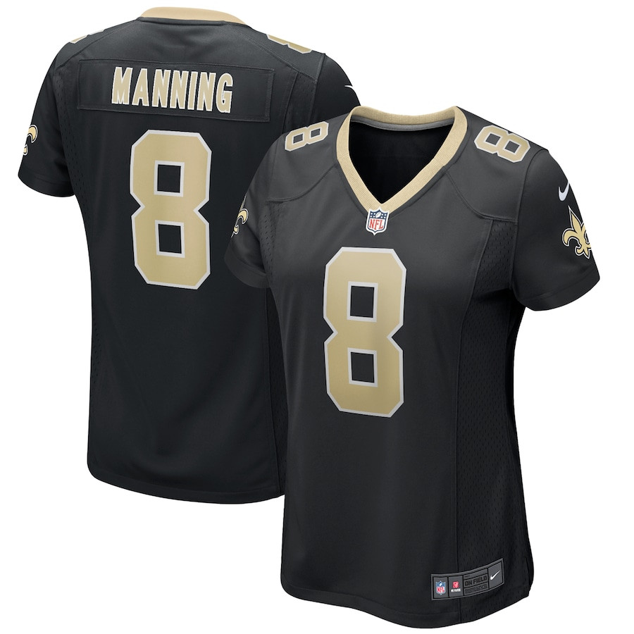Archie Manning 8 New Orleans Saints Game Retired Black NFL Jersey Women's