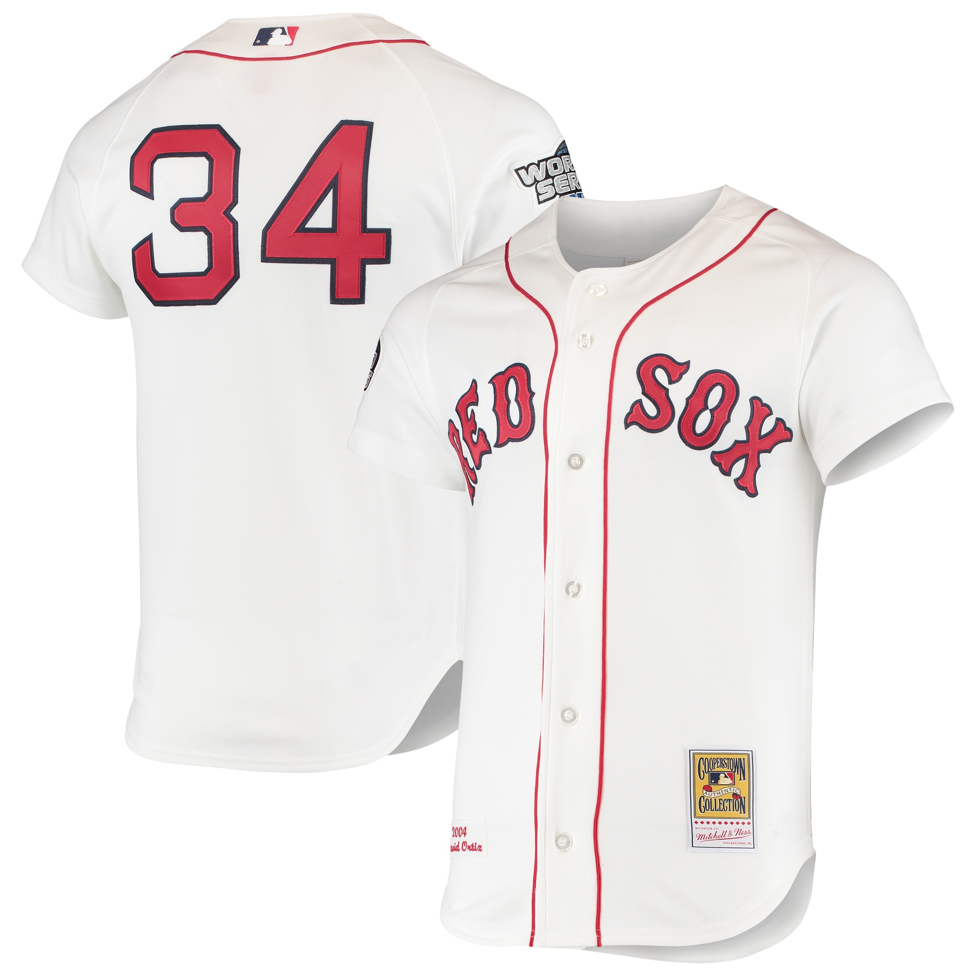 Boston Red Sox David Ortiz Mitchell Ness White 2004 Cooperstown Collection Home MLB Jersey Men's