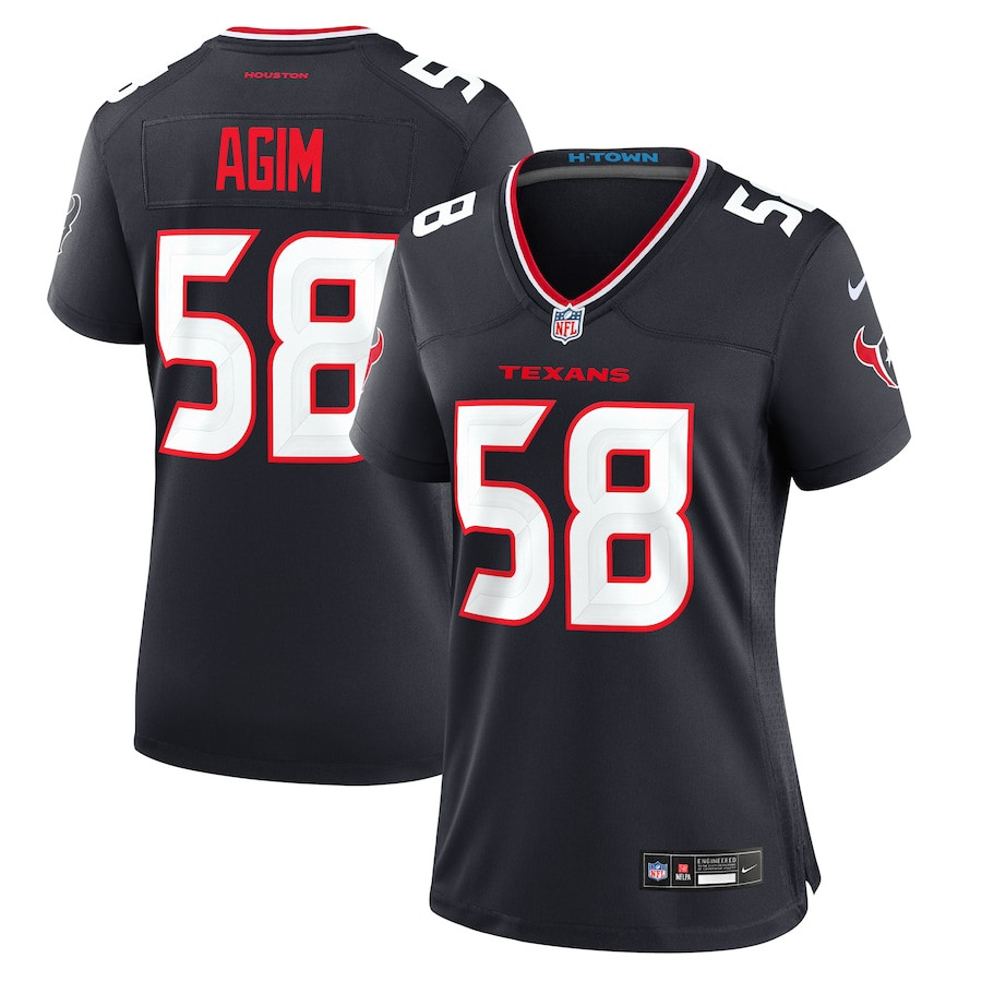 McTelvin Agim 58 Houston Texans Team Game Navy NFL Jersey Women's