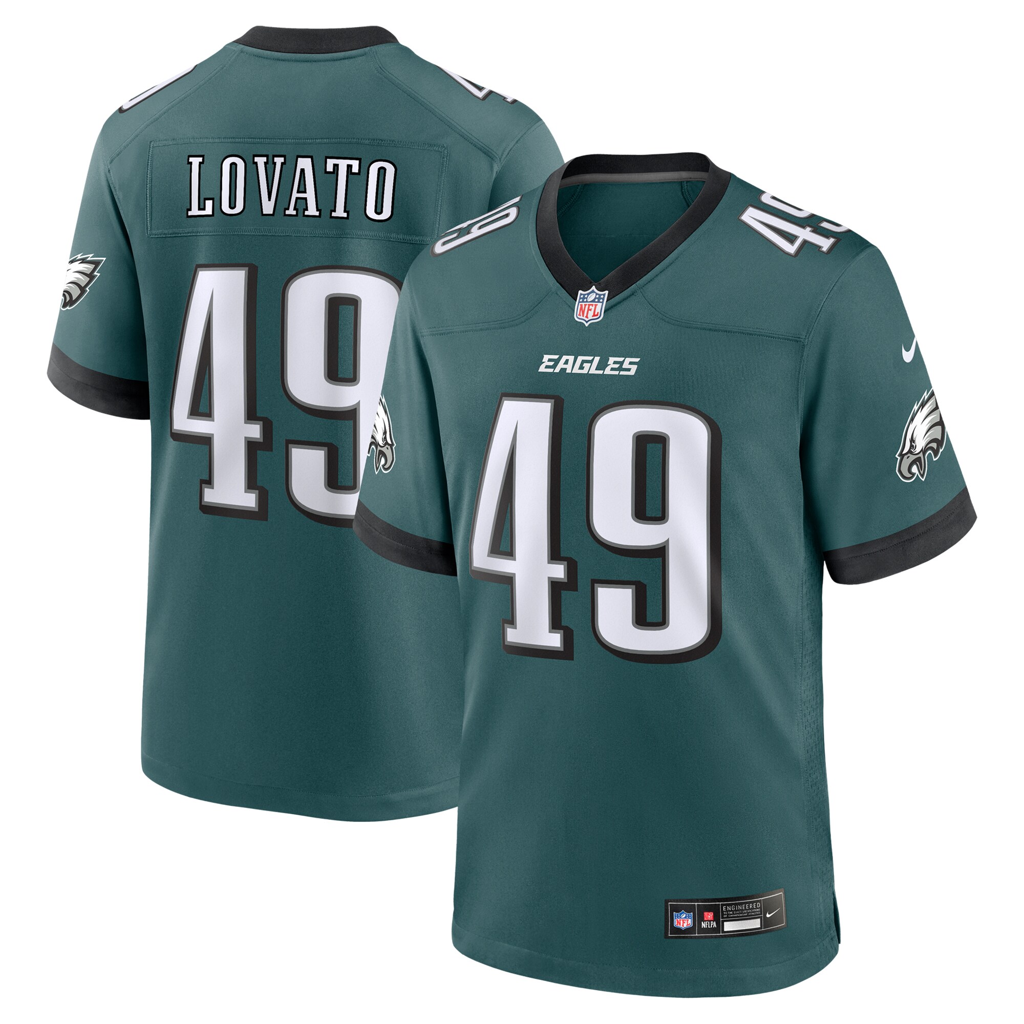 Philadelphia Eagles Rick Lovato Midnight Green Team Game NFL Jersey Men's