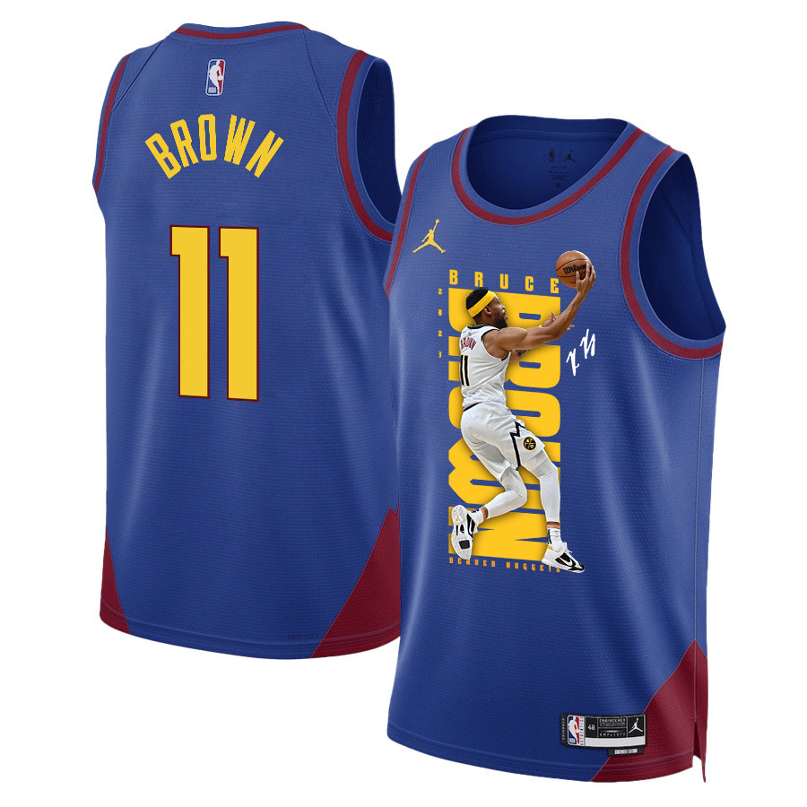 Bruce Brown 11 Denver Nuggets Playing Style 2023 Champions Swingman Blue NBA Jersey Men's