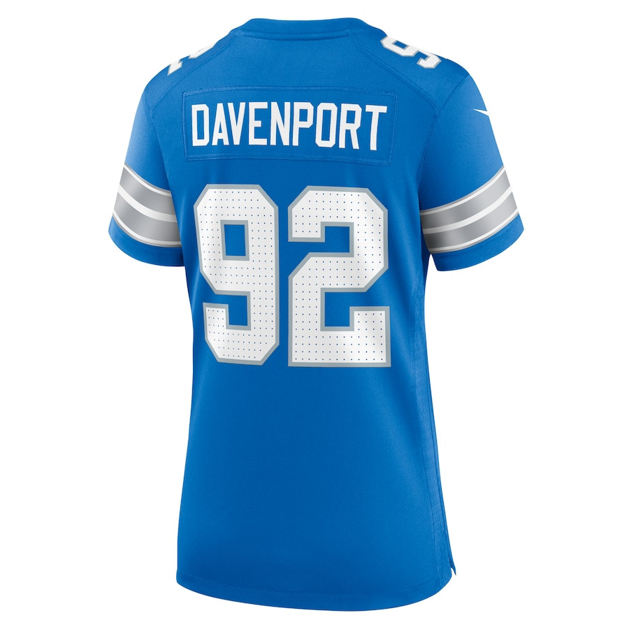 Marcus Davenport 92 Detroit Lions Team Game Blue NFL Jersey Women's