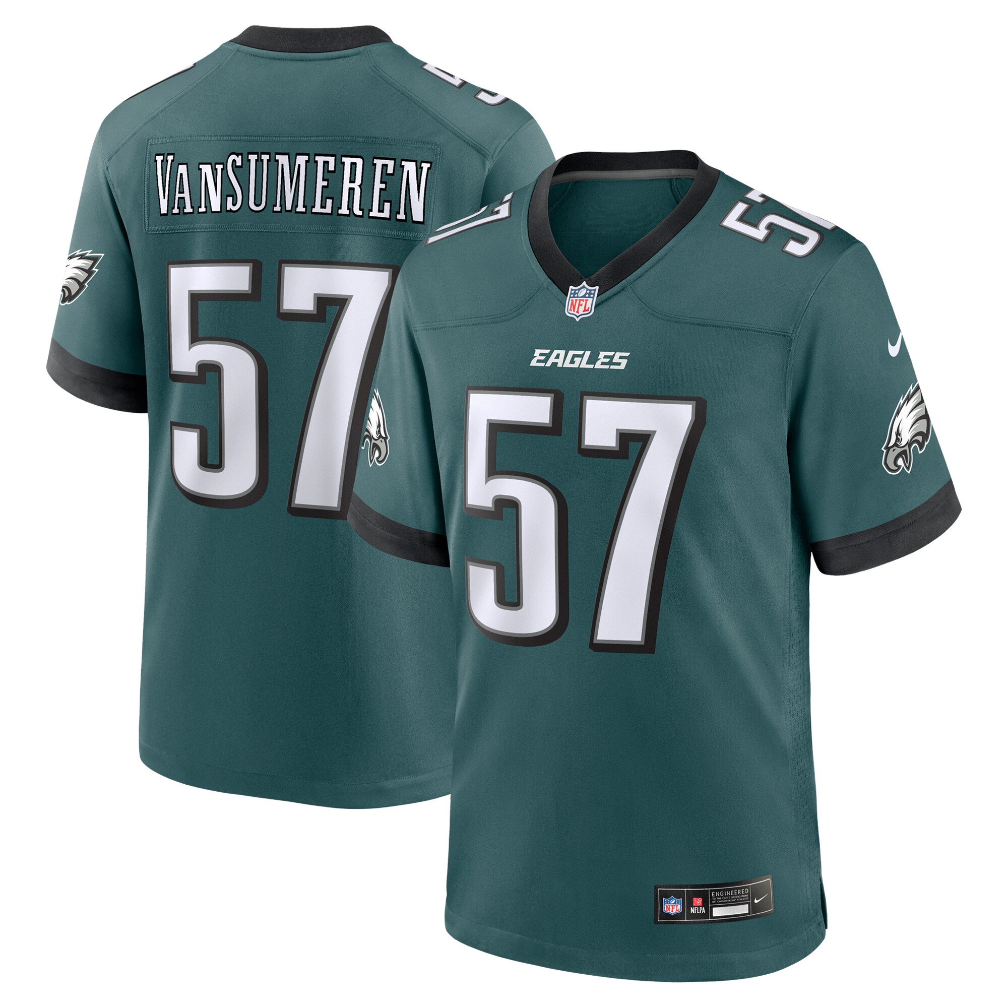 Philadelphia Eagles Ben VanSumeren Midnight Green Team Game NFL Jersey Men's