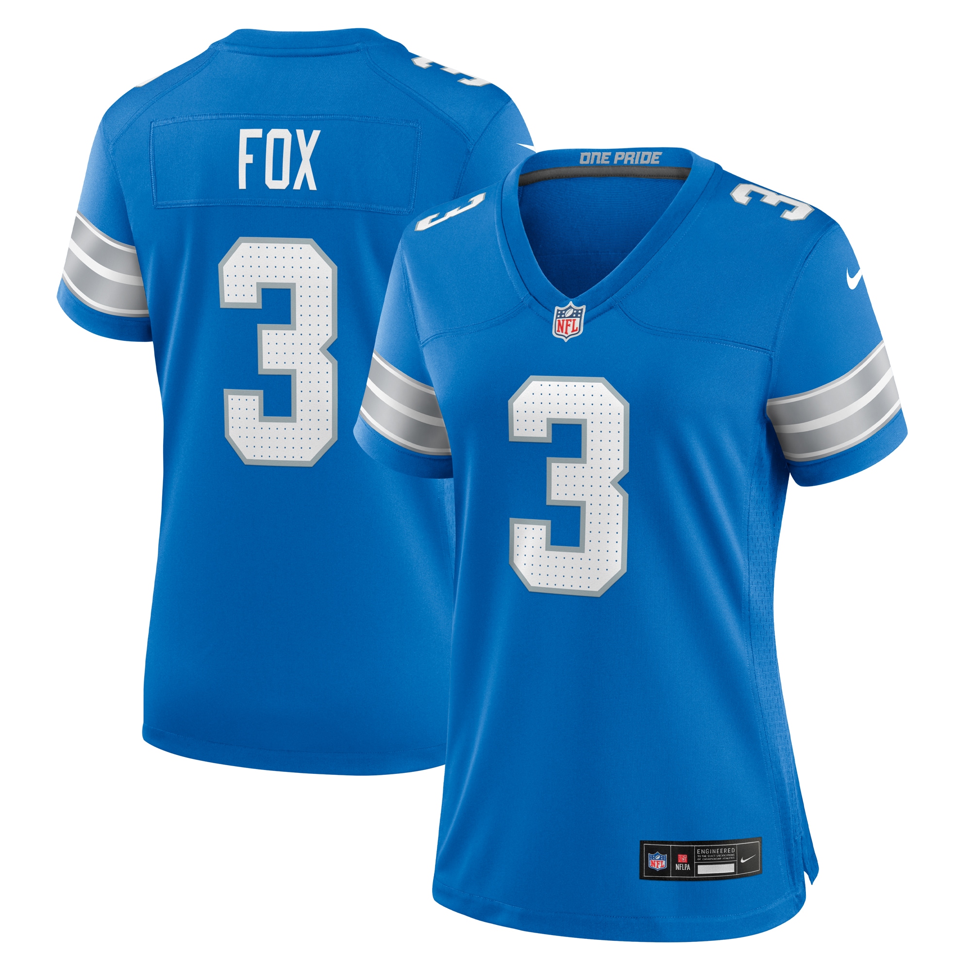 Detroit Lions Jack Fox Blue Team Game NFL Jersey Women's