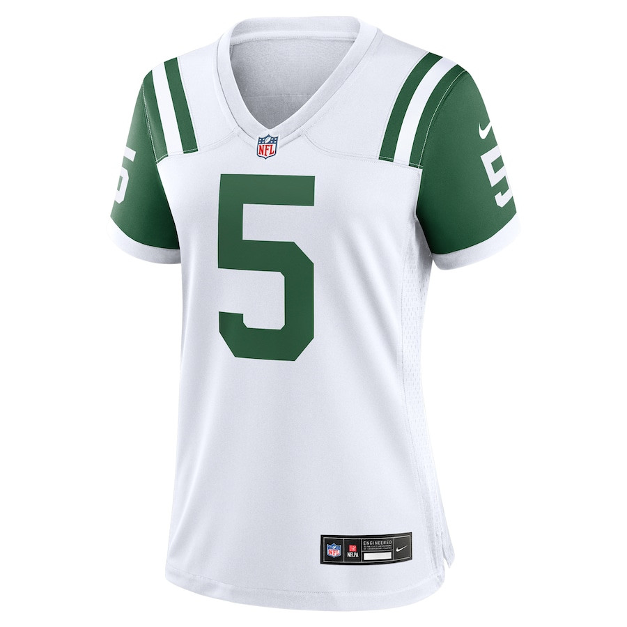 Garrett Wilson 5 New York Jets Classic Alternate Game White NFL Jersey Women's