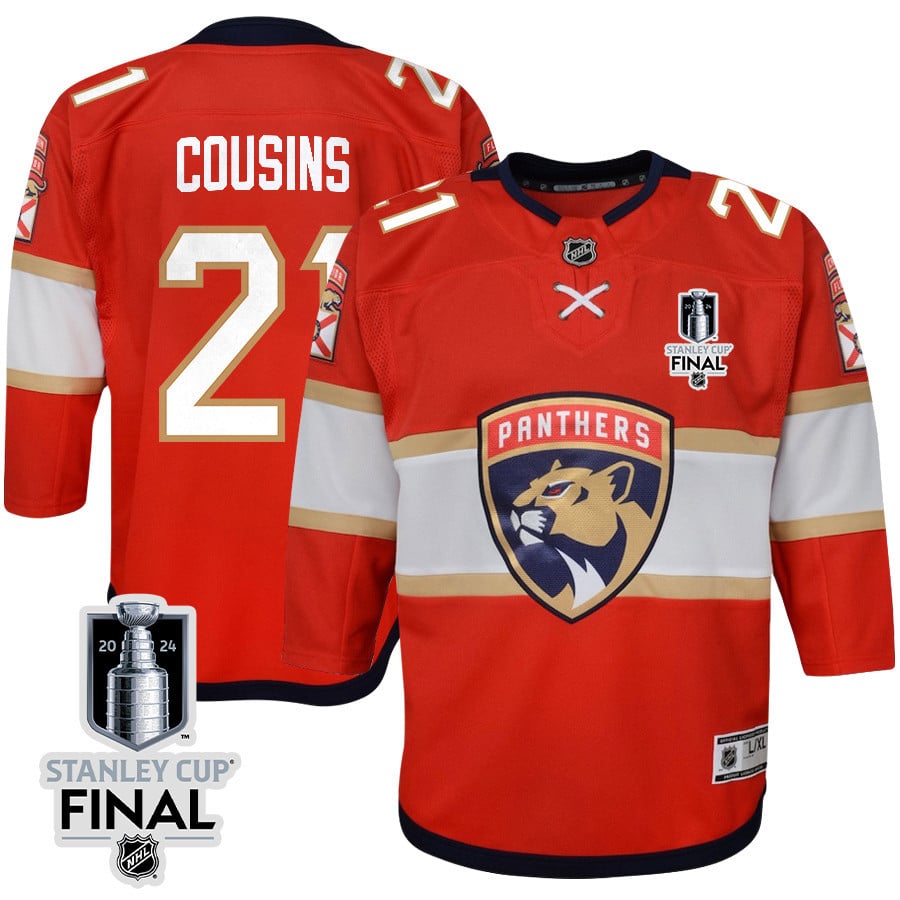 Nick Cousins 21 Florida Panthers 2024 STANLEY CUP Final Home Breakaway Red NHL Jersey Youth