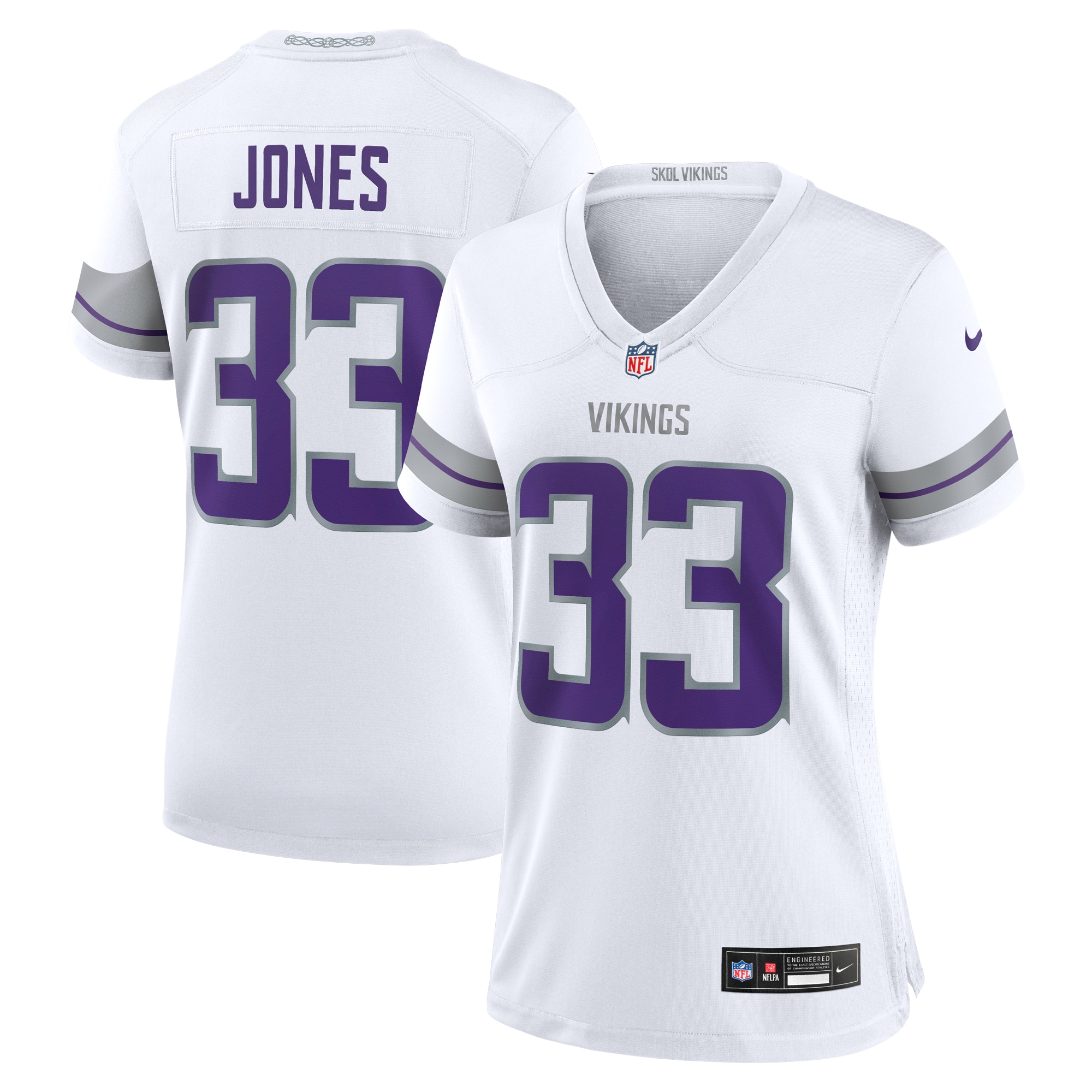Minnesota Vikings Aaron Jones White Alternate Game Player NFL Jersey Women's
