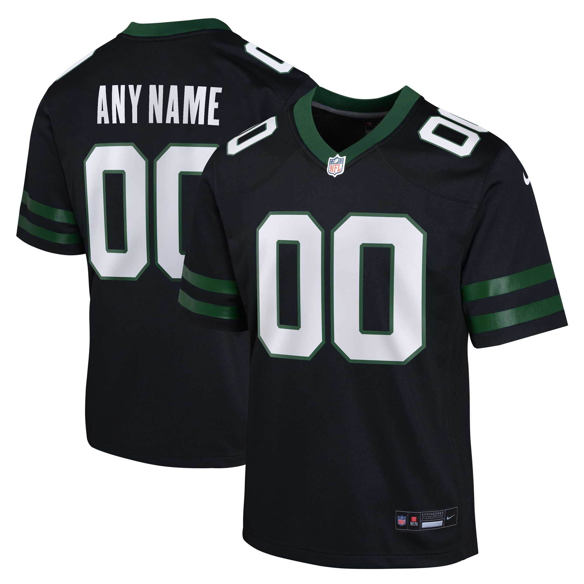 New York Jets Legacy Black Alternate Custom Game NFL Jersey Youth