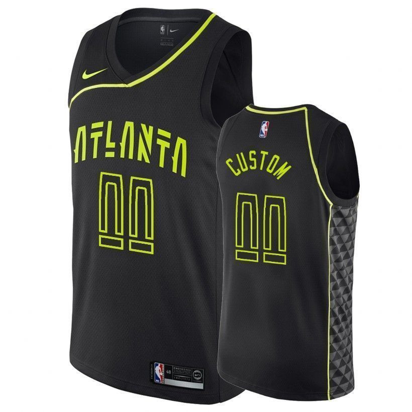 Atlanta Hawks Custom 00 City Black NBA Jersey Men's