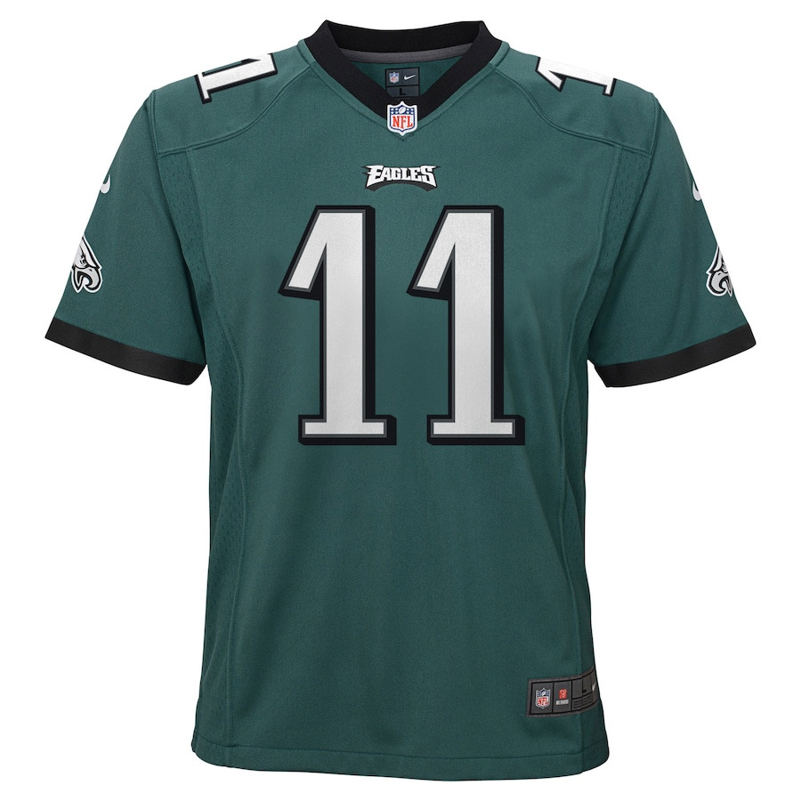 A.J. Brown 11 Philadelphia Eagles Game Green NFL Jersey Youth