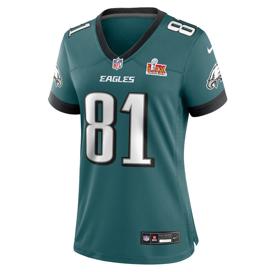Grant Calcaterra #81 Philadelphia Eagles Super Bowl LIX Midnight Green NFL Jersey Women's