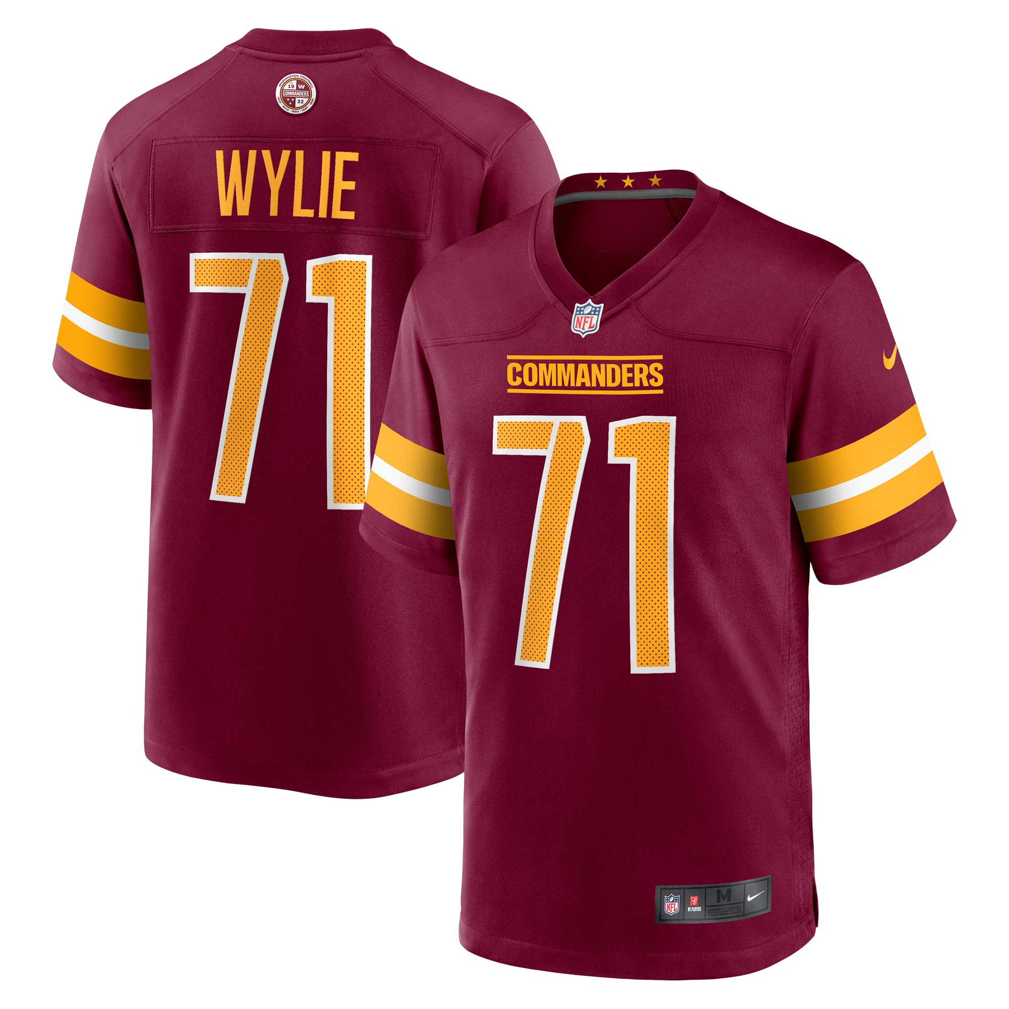 Washington Commanders Andrew Wylie Burgundy Game Player NFL Jersey Men's