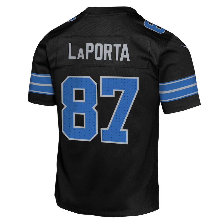 Sam LaPorta 87 Detroit Lions Alternate Player Game Black NFL Jersey Youth