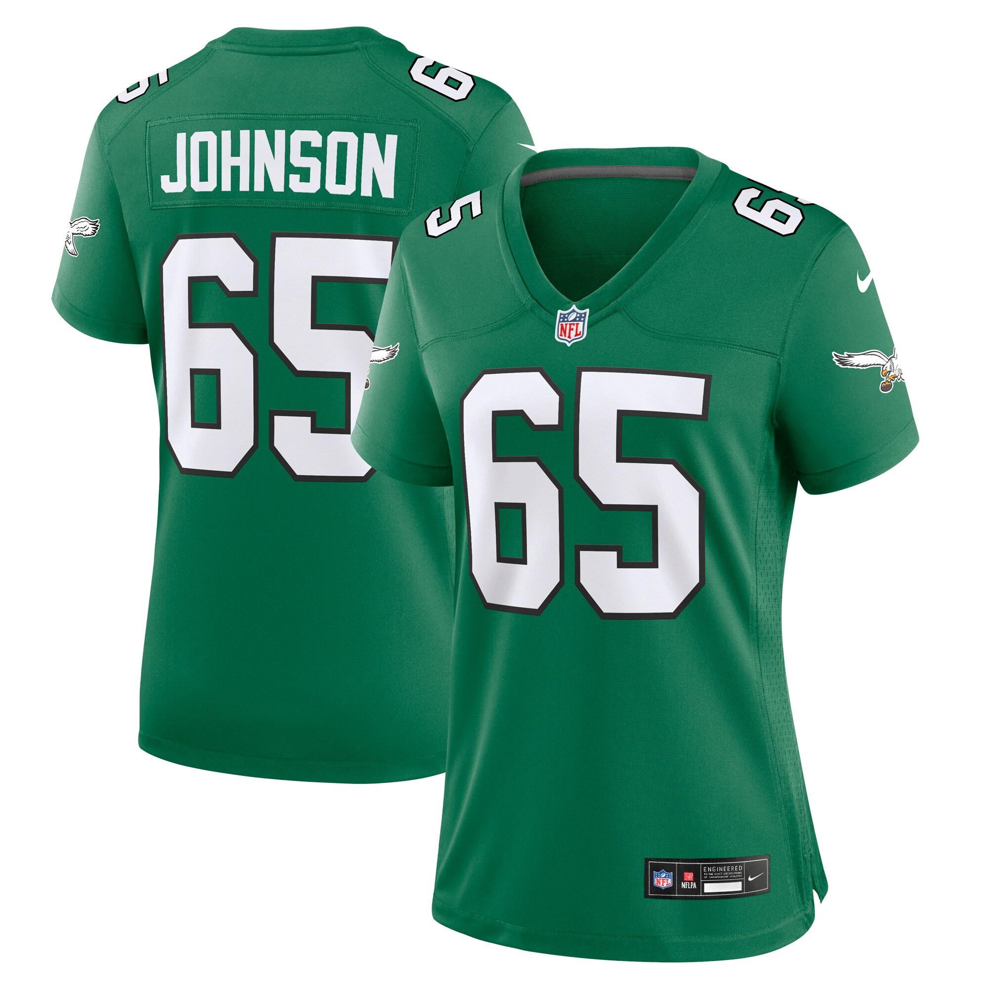 Philadelphia Eagles Lane Johnson Kelly Green Alternate Game NFL Jersey Women's