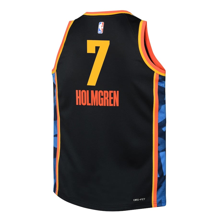 Chet Holmgren 7 Oklahoma City Thunder 2024/25 Swingman Playe City Edition Black NBA Jersey Youth