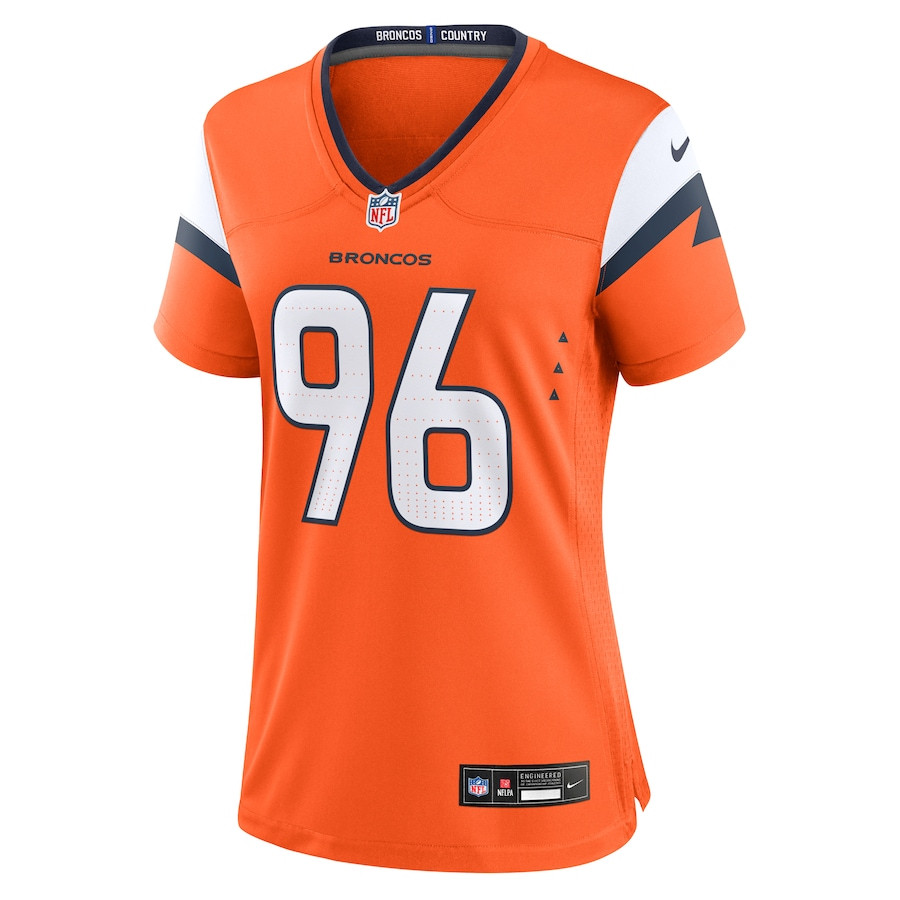 Eyioma Uwazurike 96 Denver Broncos Team Game Orange NFL Jersey Women's