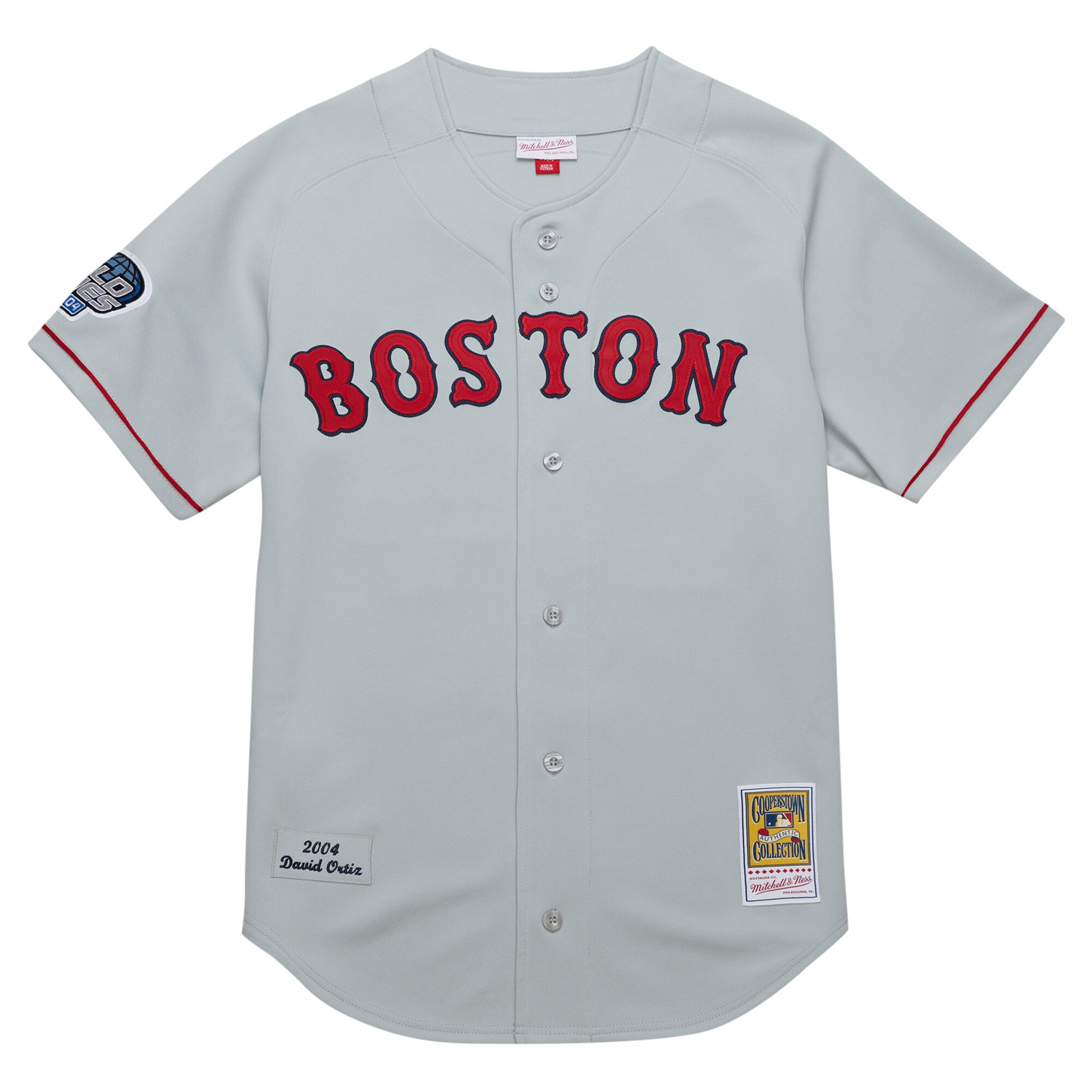 Boston Red Sox David Ortiz Mitchell Ness Gray 2004 Cooperstown Collection Throwback MLB Jersey Men's