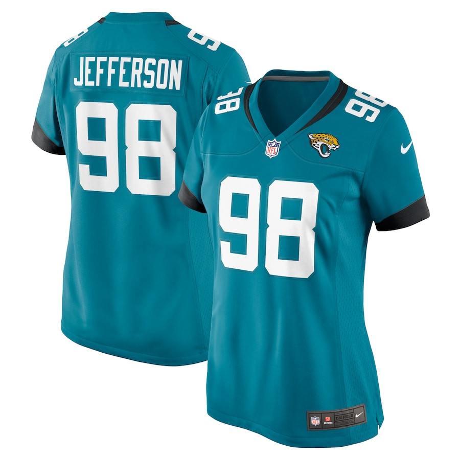 Jordan Jefferson 98 Jacksonville Jaguars Game Teal NFL Jersey Women's