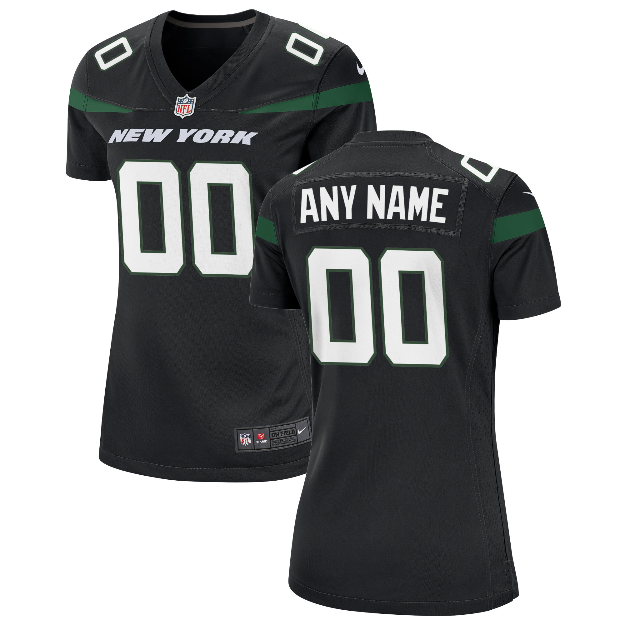 Stealth Black New York Jets Alternate Custom Game NFL Jersey Women's