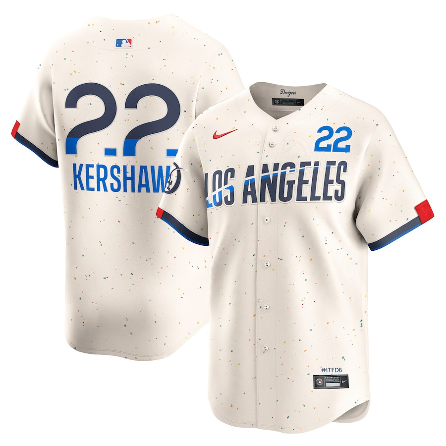 Clayton Kershaw 22 Los Angeles Dodgers 2024 City Connect Limited Cream MLB Jersey Men's