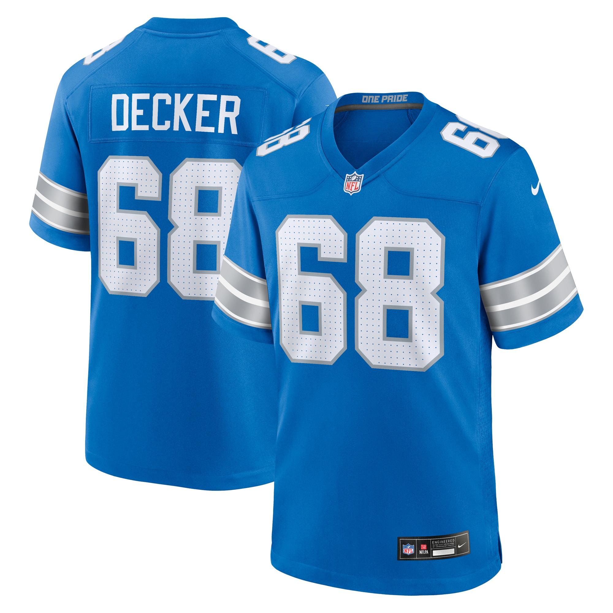 Detroit Lions Taylor Decker Blue Team Game NFL Jersey Men's