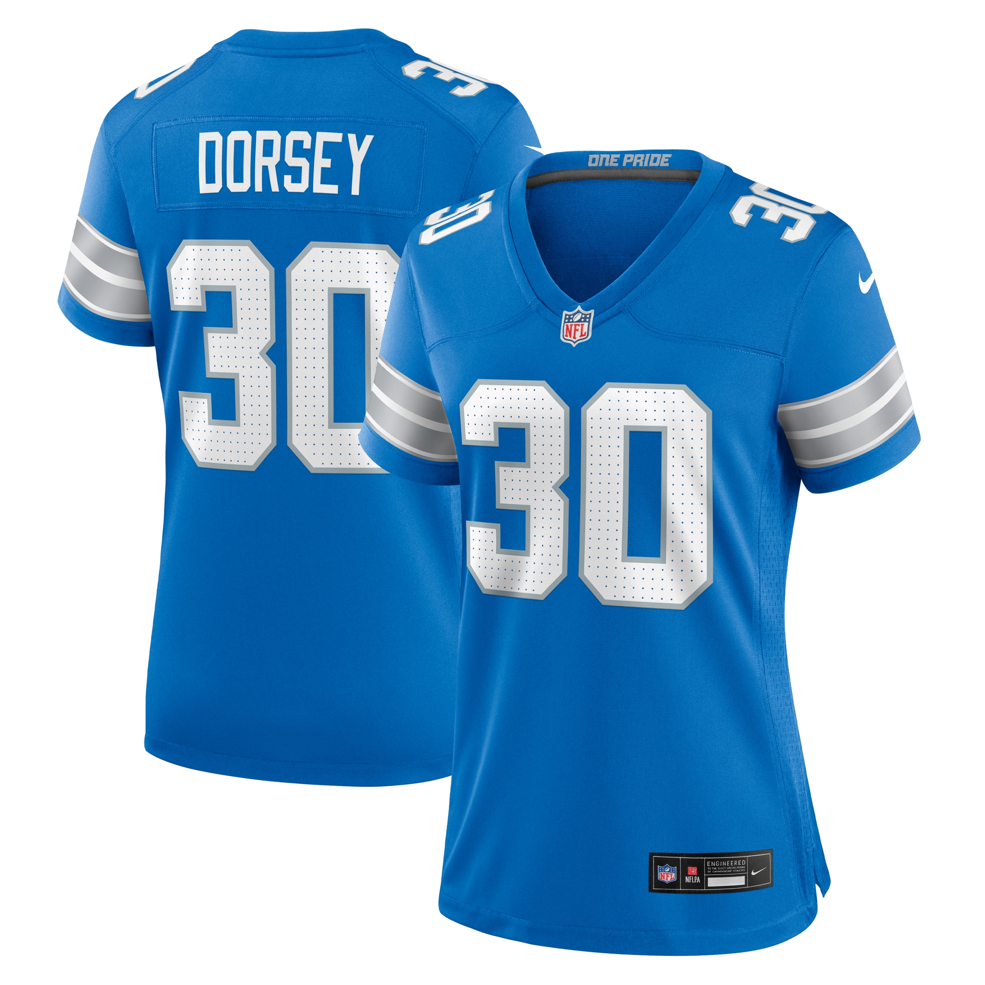 Detroit Lions Khalil Dorsey Blue Team Game NFL Jersey Women's