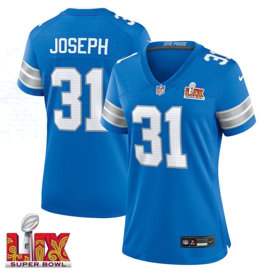 Kerby Joseph #31 Detroit Lions Super Bowl LIX Blue NFL Jersey Women's