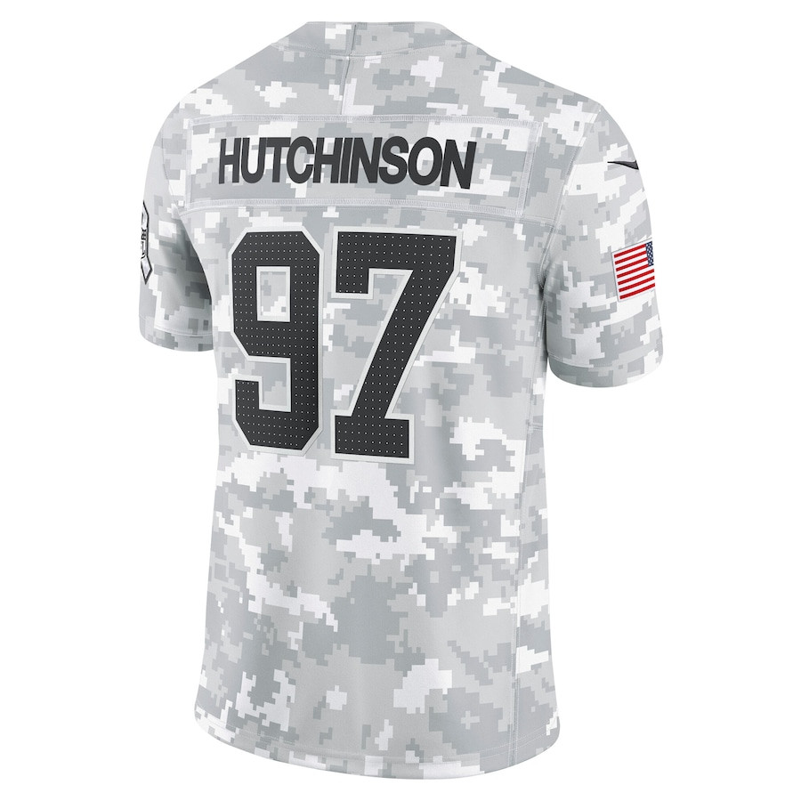 Aidan Hutchinson 97 Detroit Lions 2024 Salute to Service Limited Arctic Camo NFL Jersey Men's