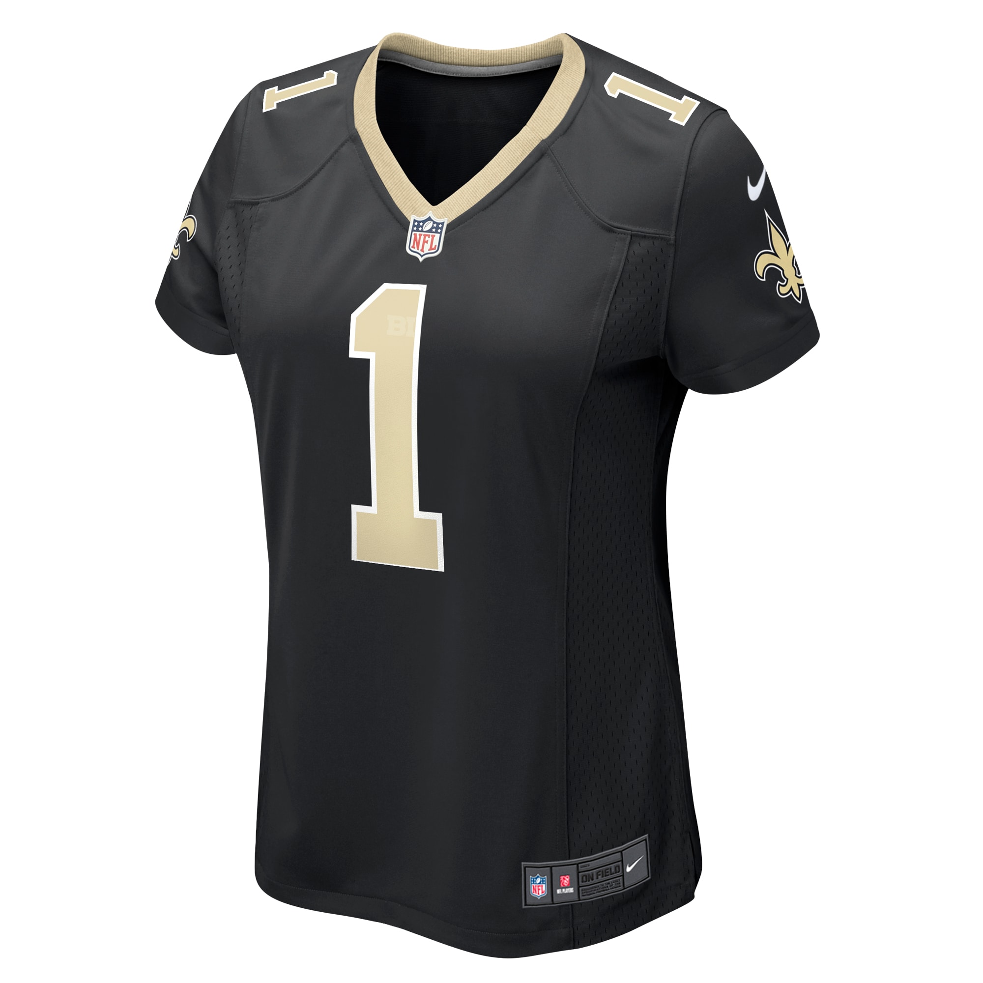 New Orleans Saints Number 1 Mom Black Game NFL Jersey Women's