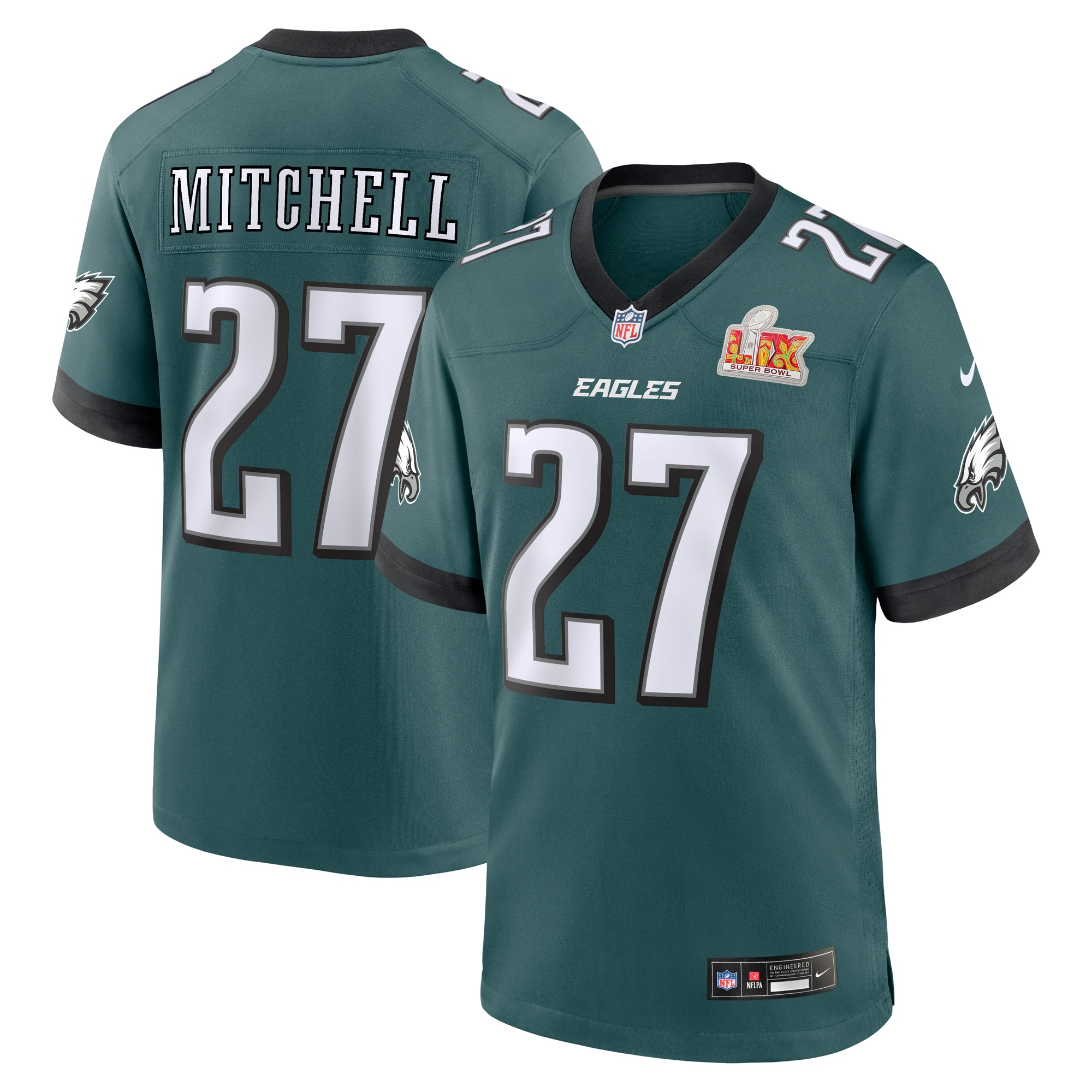 Philadelphia Eagles Quinyon Mitchell Midnight Green Super Bowl LIX Game Player NFL Jersey Men's