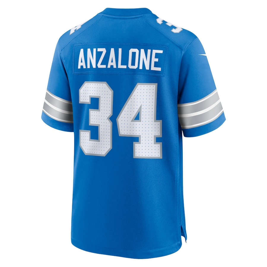 Alex Anzalone 34 Detroit Lions Game Blue NFL Jersey Men's