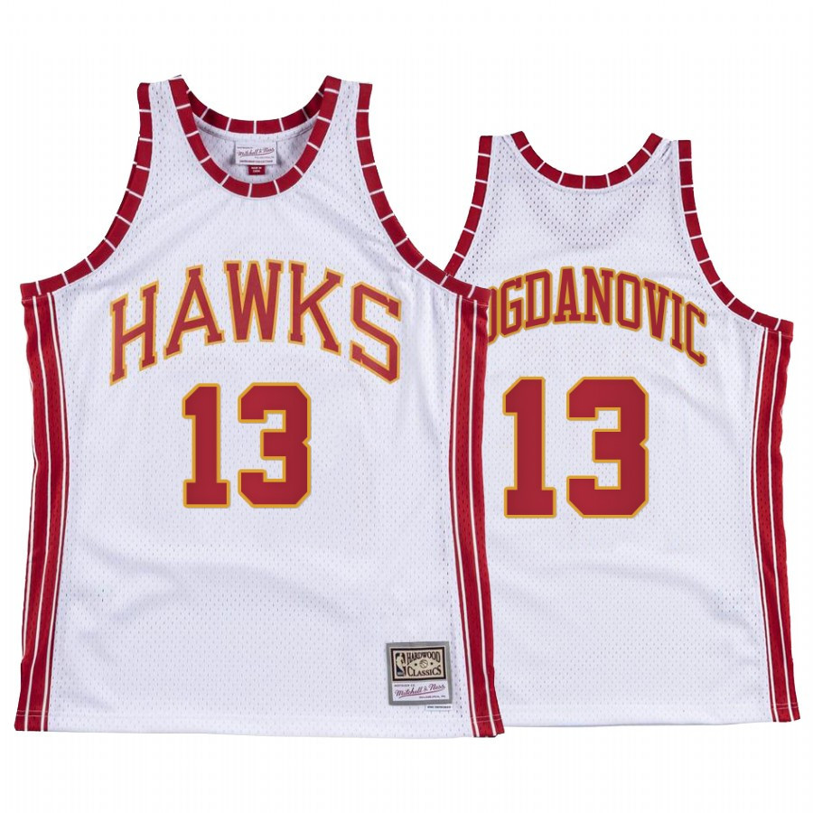 Bogdan Bogdanovic 13 Atlanta Hawks Hardwood Classics White NBA Jersey Men's