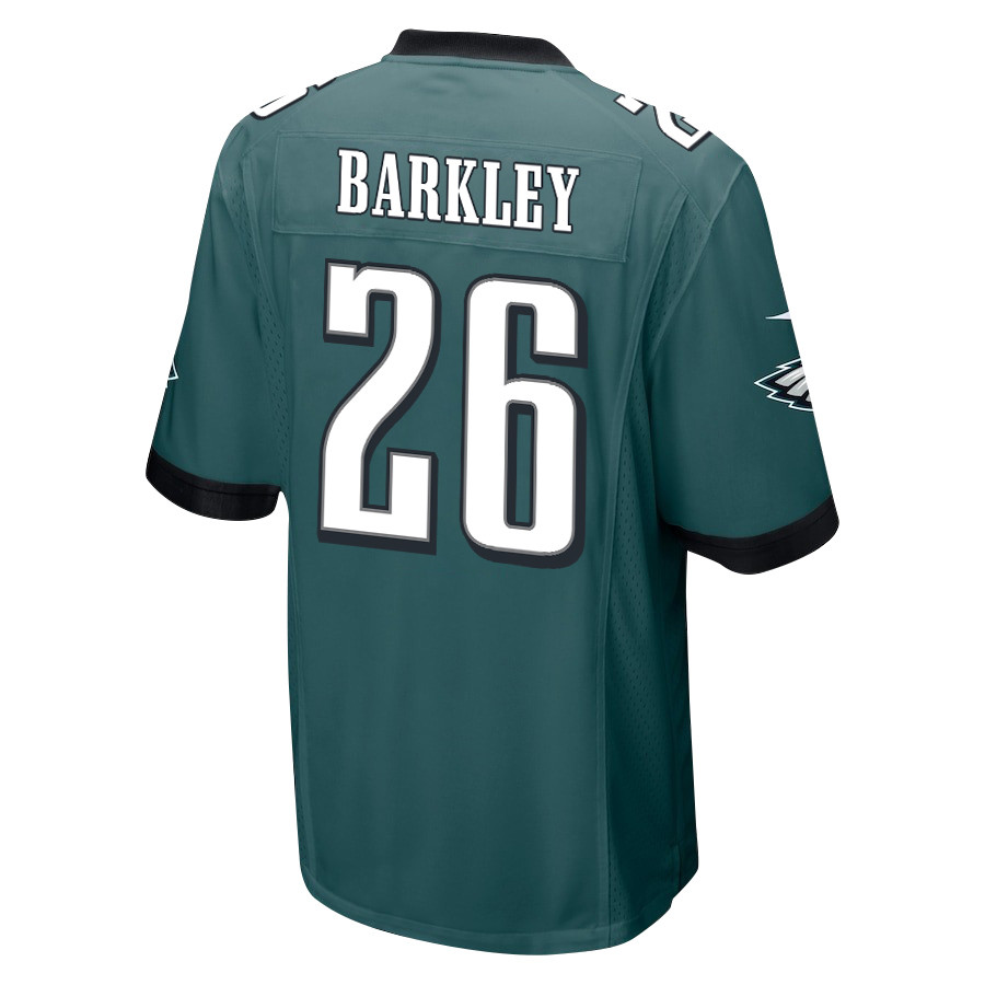 Saquon Barkley 26 Philadelphia Eagles Super Bowl LIX New Orleans Where Legends Are Made' EMBROIDERED Game Midnight Green NFL Jersey Men's