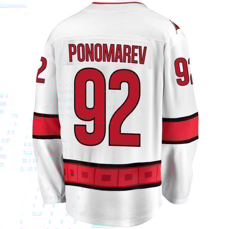 Vasiliy Ponomarev 92 Carolina Hurricanes Stanley Cup 2023 Playoffs Patch Away Breakaway White NHL Jersey Men's