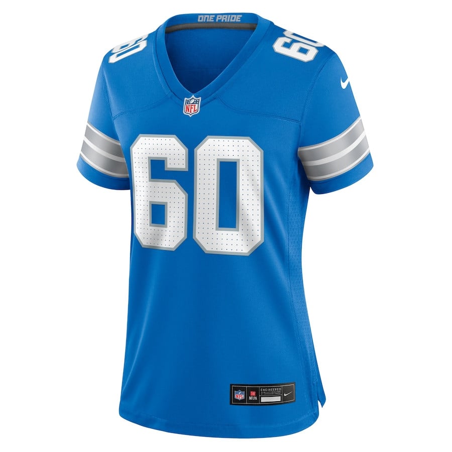 Graham Glasgow 60 Detroit Lions Team Game Blue NFL Jersey Women's